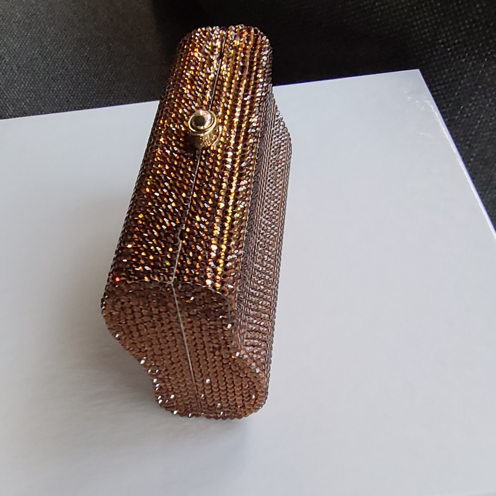 Auth Judith Leiber Swarovski Crystal Curve Clutch Bag NIB